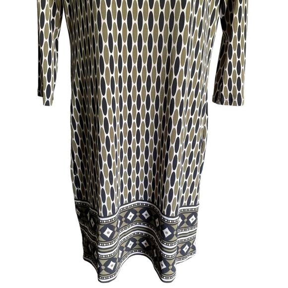 Michael Kors Green and Blue 3/4 Sleeve Shift Dress Size 8 - Picture 2 of 9